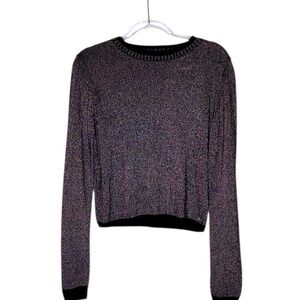 Maddie Black with Metallic Rainbow Thread Crewneck Sweater Style 16518